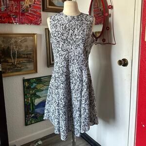 h&m black white high neck skater dress